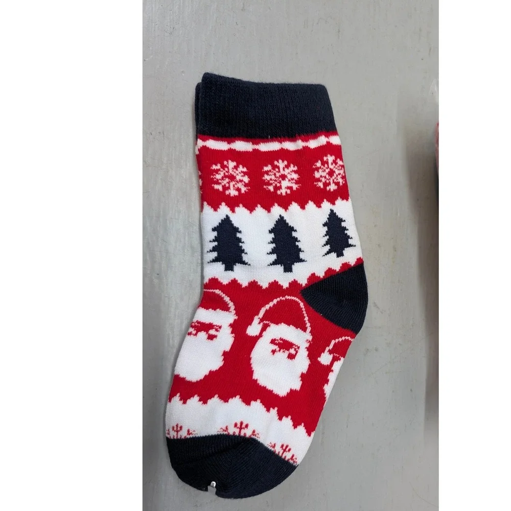 Christmas Fair Isle Socks Santa Snowflakes Holiday Sz 8-11 Toddler Colorful NEW